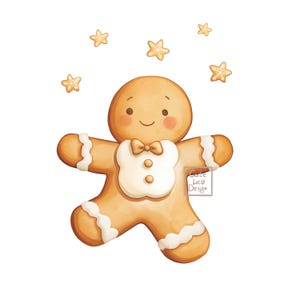 Cute Gingerbread Cookie Clipart, Christmas Holiday PNG, Festive Baking Illustration, Winter Digital Art for Crafts and Decor