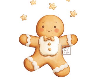 Lebkuchen Mann PNG, Weihnachtsplätzchen Clipart, Urlaub Digital Download
