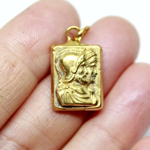 Bronze Greek soldier Intaglio pendant silver jewelry - 925K Solid Sterling Silver - 24K gold elektro vermeil - Gift For Her