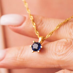 Lab.sapphire ketting sieraden - 925 kt massief sterlingzilver - 24 kt goud elektro vermeil - cadeau voor haar
