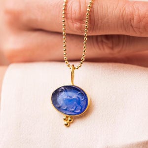 Enamel İntaglio Roman Leon Necklace  Silver jewelry, 24K gold over 925k Solid Silver, Gift For Her, handmade Necklace, Gift for her