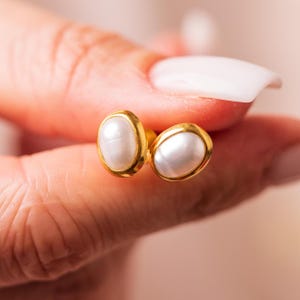 Hand Crafted Fresh watner Pearl Earring silver, Silver Earring - 925K Solid Sterling Silver - 24K gold elektro vermeil - Gift For Her