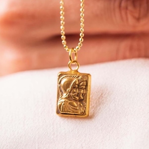Bronze Roman Mythological Soldier intaglio Coin necklace  Silver Jewelry - 925K Solid Sterling Silver 24K gold elektro vermeil -Gift For Her