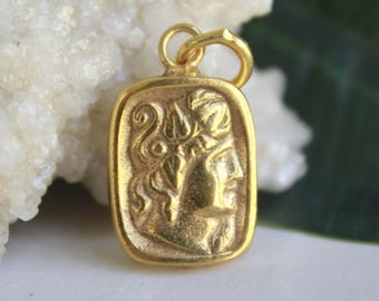 Handmade Aphrodite Ancient Roman Bronze Coin Pendant: Sterling Silver Intaglio Jewelry