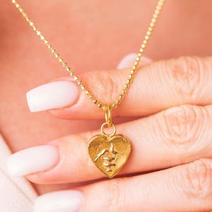 Bronze bird figure and heart Intaglio Necklace silver jewelry - 925K Solid Sterling Silver - 24K gold elektro vermeil - Gift For Her