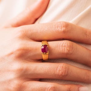 Handmade Star Ruby Ring: 24K Gold over Sterling Silver