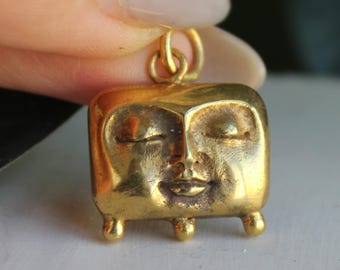 Handmade Bronze Roman Coin Pendant: Intaglio Bronze Obol, Historical Jewelry, Vintage Jewerly, Sterling Silver