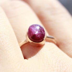 Handmade Star Ruby Ring: 24K Gold over Sterling Silver