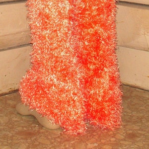 Tangerine Peach Orange Magic Fuzzy Pants Furry Stretchy Animal Legs  Flower Furry Muppet S M L XL Small Medium Large Rave Costume