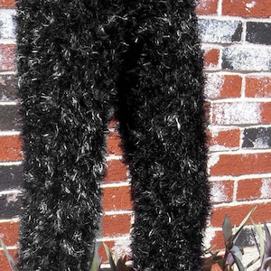 Black Silver Magic Fuzzy Pants: Stretchy Animal Costume Trousers