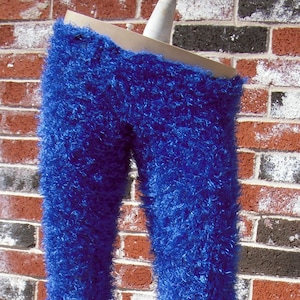 Blue Magic Fuzzy Pants Furry Stretchy Alien Sulley Grover Cookie Monster S M L XL Small Medium Large 2XL Kids Adults Polyester Bamboo Rayon