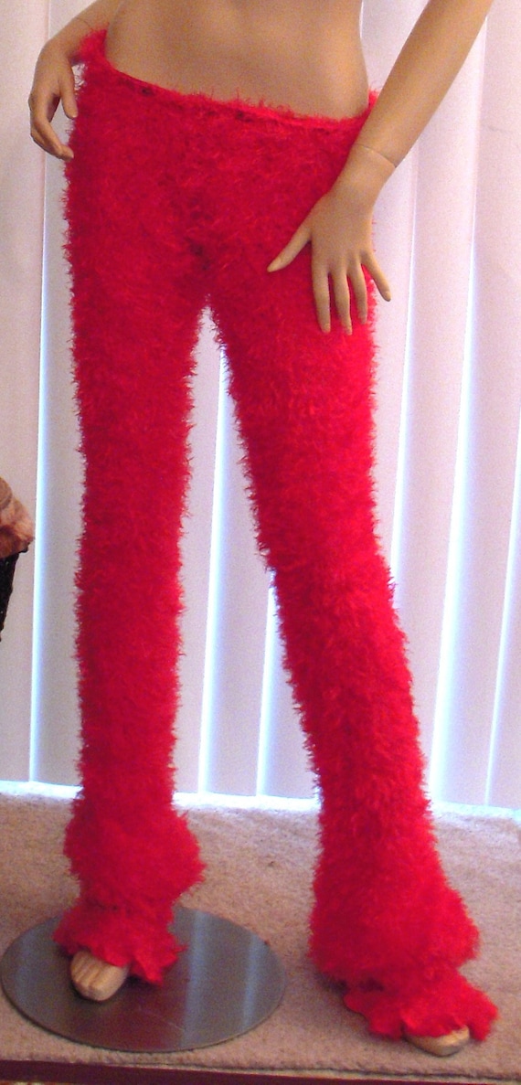 Natural Bamboo Charcoal Fiber Red Magic Fuzzy Pants Furry Stretchy