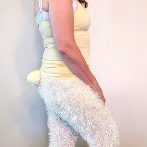 Fuzzy Easter Bunny Costume: Yellow Pants, Bendable Ear Hat, Tail - Medium