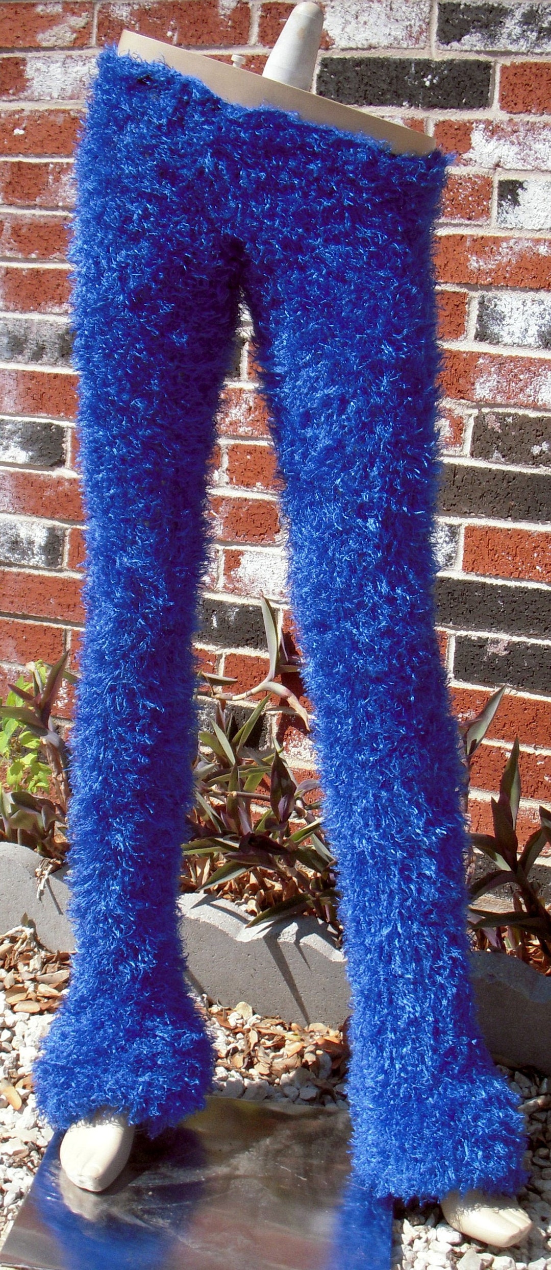 Blue Magic Fuzzy Pants Furry Stretchy Alien Sulley Grover Cookie Monster S M L XL Small Medium