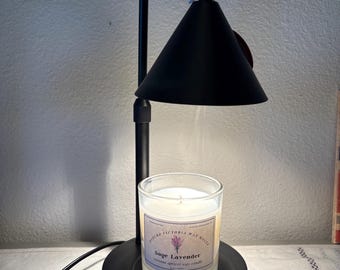 Candle Warmer Lamp: Matte Black Adjustable Height, Timer