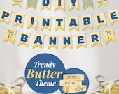 Butter Theme Banner Printable Alphabet Party Decoration Birthday Celebration Kitchen Wall Breakfast Theme Yellow Butter Foodie Birthday