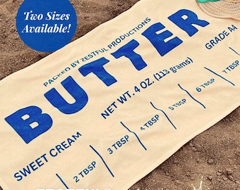 Sweet Cream Butter Stick Oversized Beach Towel Fun Foodie Gift Idea Cooks Chef Bakers Unique Kitchen Poolside Vacation Lake Swimming