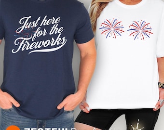 Funny 4th of July Couples Shirts Matching Independence Day Fireworks Tees Adult Humor Patriotic Shirts for Him & Her Patriotic Style