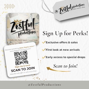 Boutique children’s apparel shop card featuring foodie toddler shirts, birthday outfits, and retro baking themed accessories. Scan for exclusive perks, trendy preschool apparel, matching party decor, and playful butter inspired boutique fashion.