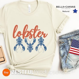 Lobster TShirt Coastal New England Tee Nautical Shirt Maine Lobster Tee Seafood Lover Gift Beach Vacation Outfit Lobster Boil Shirt