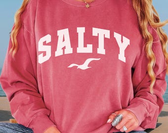 Salty Mood Beach Seagull Sweatshirt Coastal Living Nautical Crewneck Ocean Lover Bird Vacation Attitude Statement Sweater Gift Idea Women