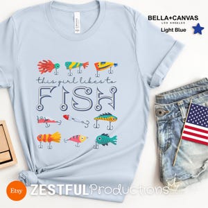 This Girl Likes to Fish Shirt Fishing Lover Gift Cute Fishing TShirt Fisherwoman Outfit Outdoor Adventure Tee Gift for Anglers