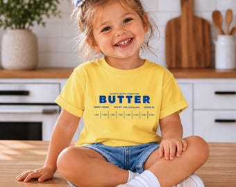 Butter Stick Label Toddler Shirt Retro Kids T-Shirt Sweet Cream Baking Tee Foodie Birthday Girl Outfit Boutique Preschool Party Apparel