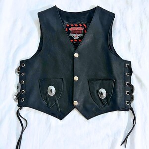 burny saddle leather-vest concho バーニー Concho Western Black Leather Vest - Etsy