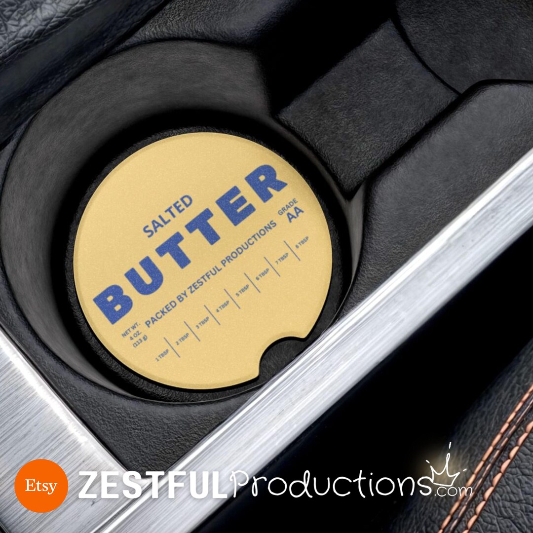 Salted Butter Label Car Coasters Baking Lover Fun Car Accessory Novelty ...