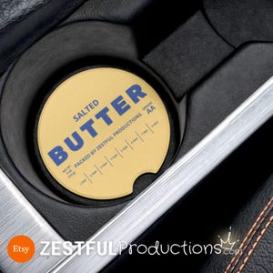 Butter Soapstone Car Coaster Stylish & Functional Drink Holder Funny Car Accessories Gift for Foodies Unique Driver Cup Holder Gift