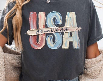 Comfort Colors USA Faux Paint Stroke Shirt, 250 Years 1776-2026 T-Shirt, Patriotic Tee