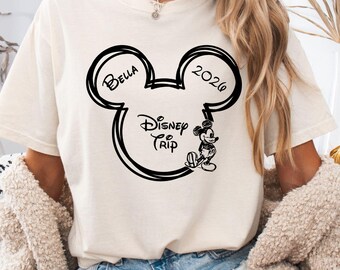 Comfort Colors Custom Mickey Shirts, Disney Trip 2026 Outfit, Daughter Disneyland Trip Tee, Disney Family Shirt