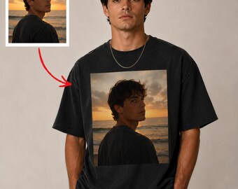 Comfort Colors Custom Your Photo Shirt, Personalized Picture Tee, Girlfriend or Boyfriend, Upload Your Own Image, Vintage Custom Photo Gift