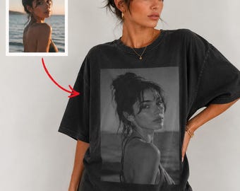 Comfort Colors Custom Your Photo Shirt, Personalized Picture Tee, Girlfriend or Boyfriend, Upload Your Own Image, Vintage Custom Photo Gift