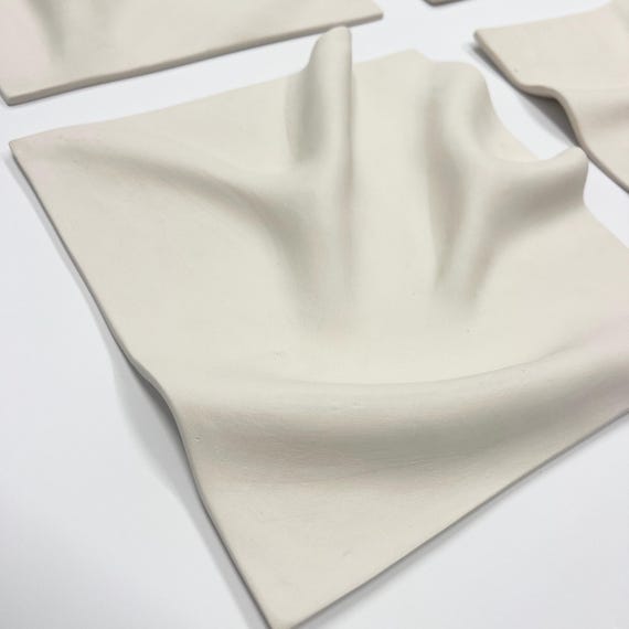 Set of Four Handmade Ceramic Square Panels