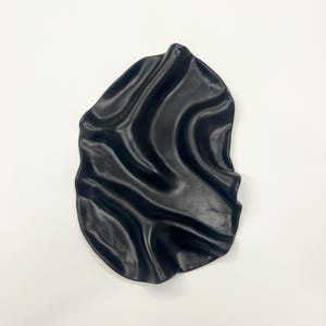 Minimalist Black Ceramic Wall Art Panel – Handmade Modern Abstract Wall Sculpture
