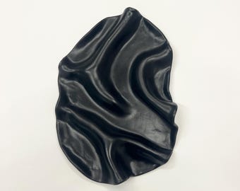 Minimalist Black Ceramic Wall Art Panel – Handmade Modern Abstract Wall Sculpture