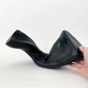 Black Abstract Ceramic Sculpture – Modern Organic Form, Handmade Art Decor