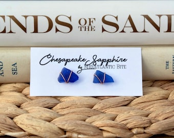 Wire-wrapped Seaglass Stud Earrings
