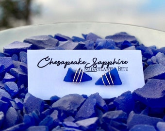 Wire-wrapped Seaglass Stud Earrings