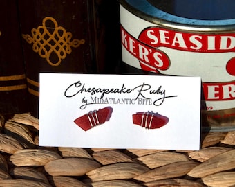 Wire-wrapped Seaglass Stud Earrings