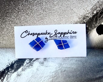 Wire-wrapped Seaglass Stud Earrings