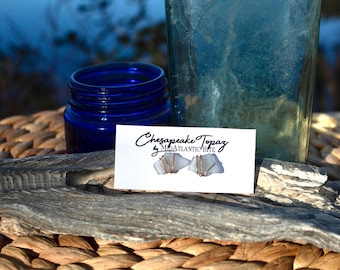 Wire-wrapped Seaglass Stud Earrings