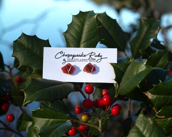 Wire-wrapped Seaglass Stud Earrings