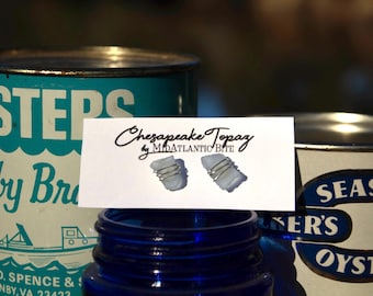 Wire-wrapped Seaglass Stud Earrings