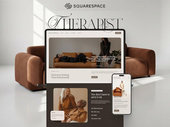 Squarespace Template for Therapists | Warm Minimalist Counseling Website | Somatic Therapy & Doula Web Design | Psychology Business