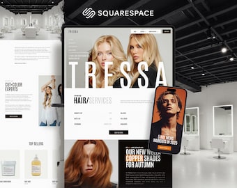 Squarespace Template for Hair Salon, Salon Website, Editorial Squarespace 7.1 Template, Premium Website Template, Esthetician Website Design