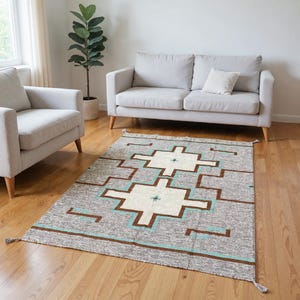 5x7 ft-Handwoven Wool Kilim Area Rug, Boho Flatweave Rug, Scandinavian Dhurrie Rug, Traditional Neutral Vintage Outdoor Bedside Office Rug
