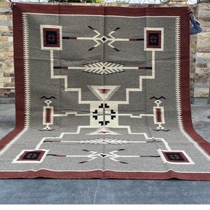 Alfombra Kilim de lana tejida a mano de 2,4 x 3 m, estilo bohemio, estilo escandinavo Dhurrie, alfombra vintage neutra tradicional para exteriores, mesita de noche y oficina.