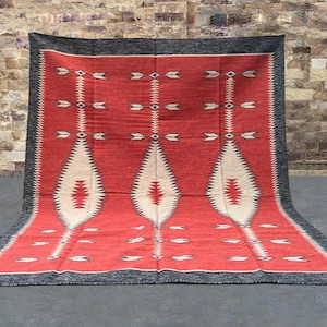 Alfombra Kilim de lana tejida a mano de 2,4 x 3 m, estilo bohemio, estilo escandinavo Dhurrie, alfombra vintage neutra tradicional para exteriores, mesita de noche y oficina.